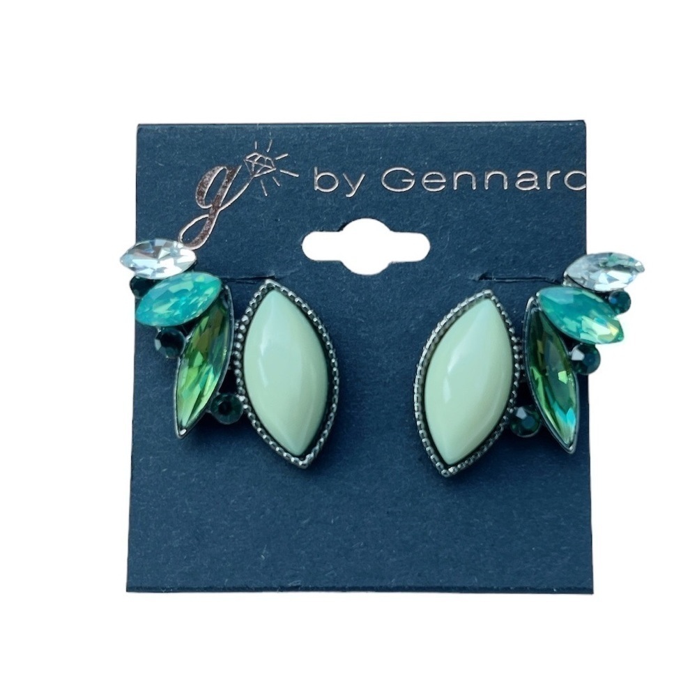 Gennaro multi-stone vintage-inspired post back earrings in shades of green